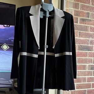 Misook Black Blazer with Beige Accents